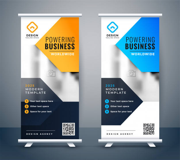 Stylish Company Business Roll Up Banner Design Free Vector Vectorkh