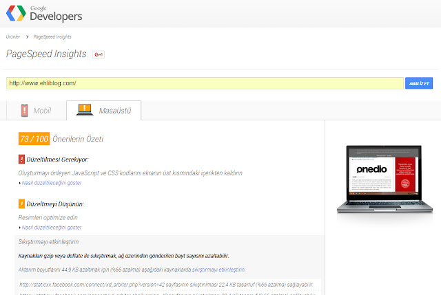 Ehliblog Pagespeed Ekran Görüntüsü Ehliblog Pagespeed Ekran Görüntüsü