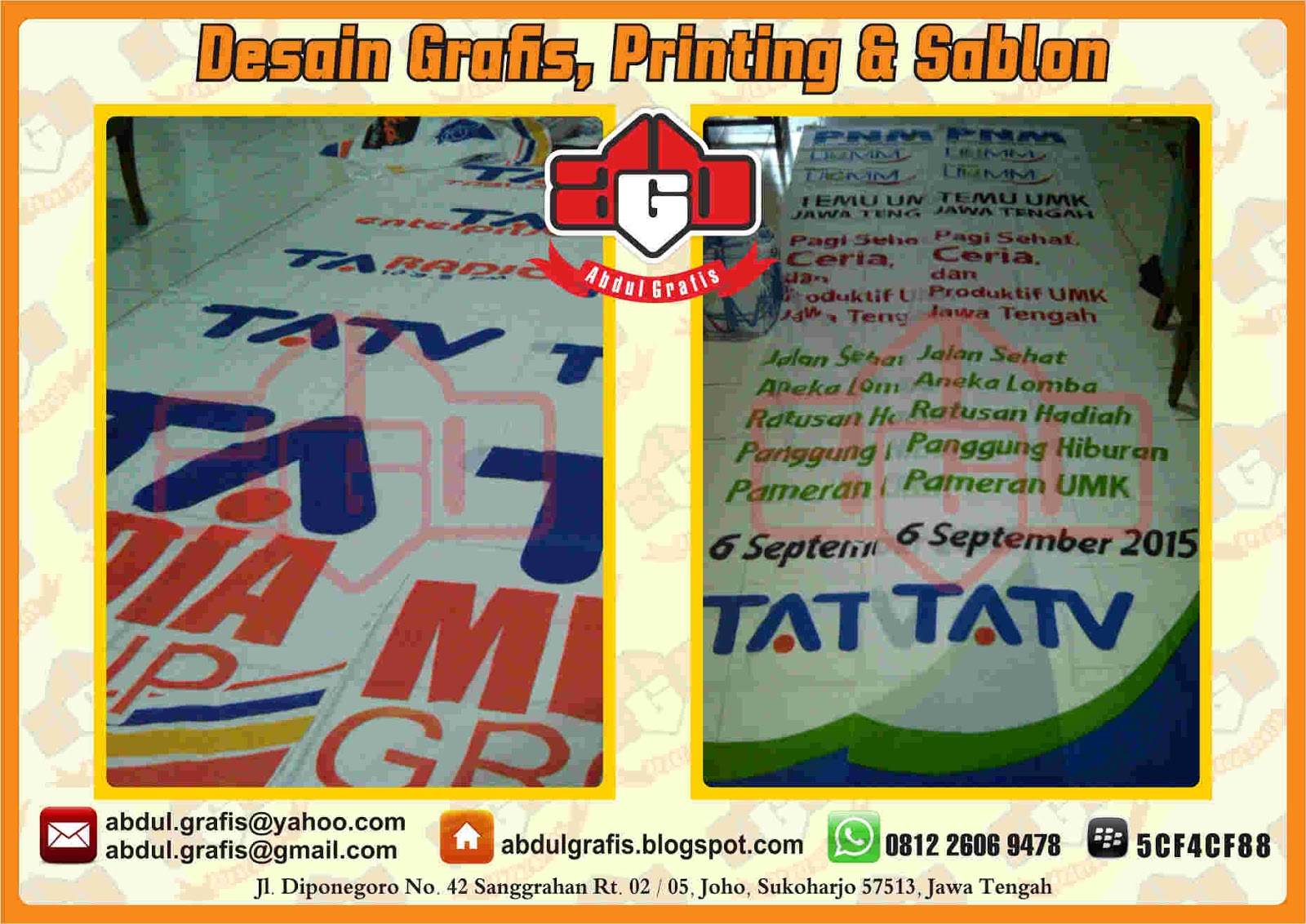 Sablon spanduk, umbul umbul, bendera, kaos Sablon umbul
