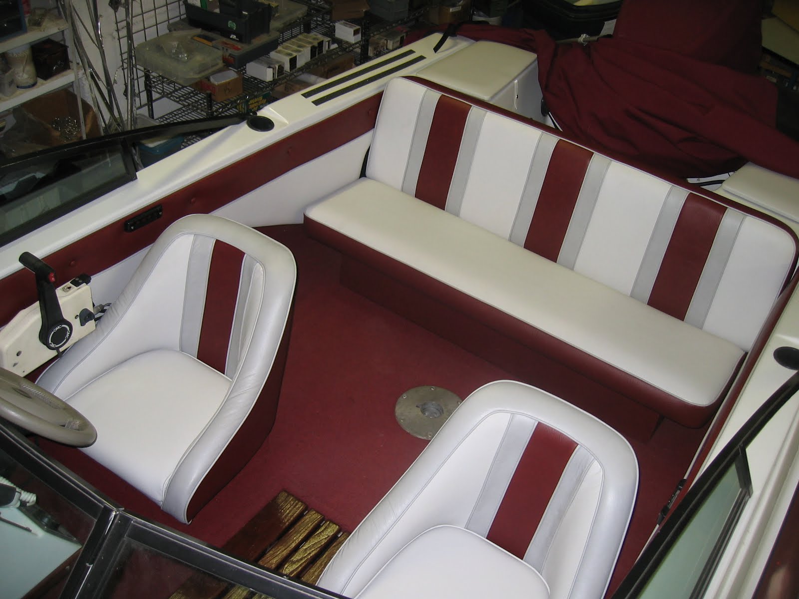 Homestyle Custom Upholstery and Awning 3 Tone Boat Interior