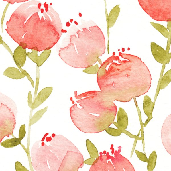 Soft Watercolor Peach Flowers by Elise Engh