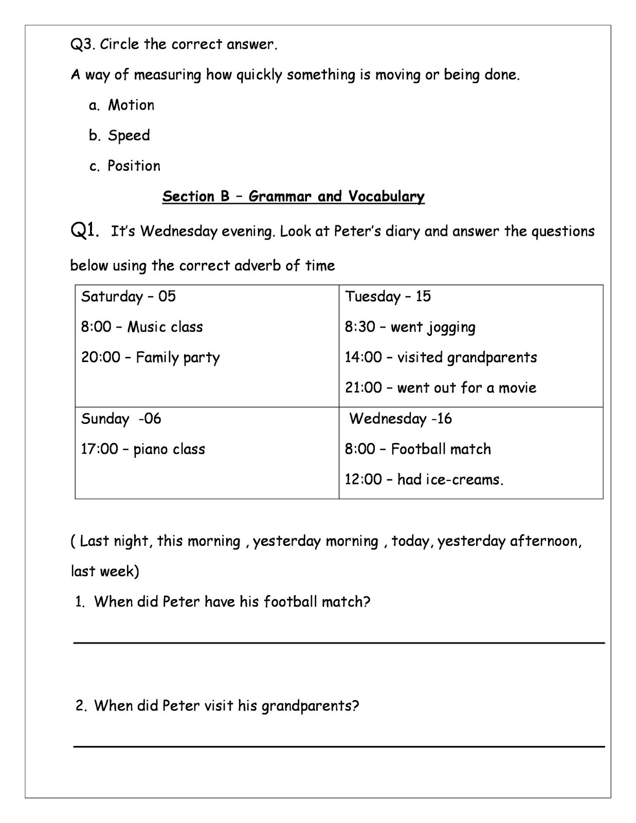 WORLD SCHOOL OMAN: Revision Worksheets for Grade 21 as on 211-21-21019 With English Worksheet For Grade 2