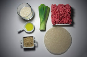 Rollitos de arroz rellenos de carne - ingredientes