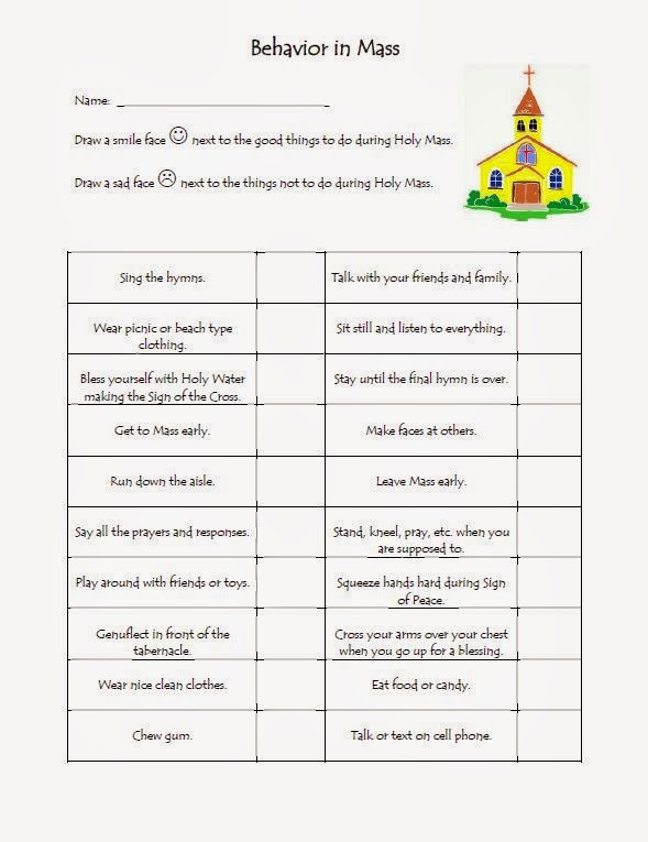 Free Printable Catholic Mass Worksheets Printable Templates