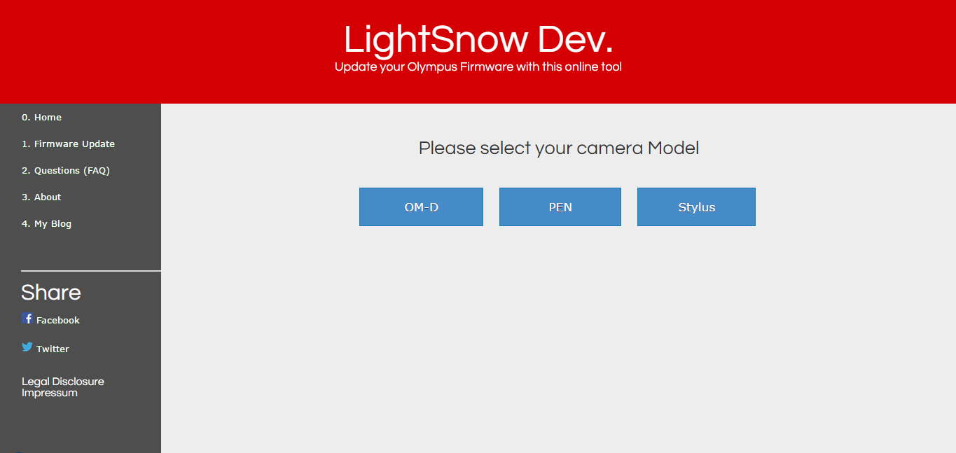 LightSnow Dev Olympus Online Firmware Update Tool