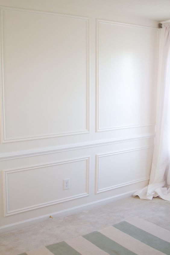 Floor to ceiling trim squares/wainscoting on wall