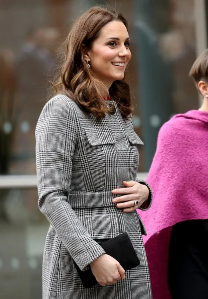 Kate Middleton wore L.K. Bennett Delli Coat, Goat Elodie Dress, Tod's Pumps, Mappin&Webb Earrings