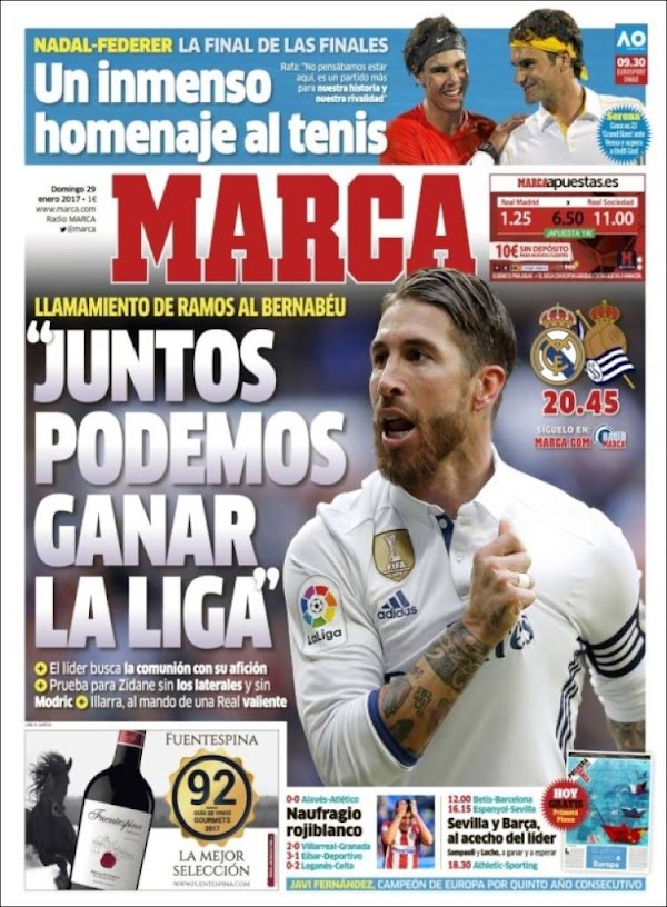 Sergio Ramos, Marca: "Juntos podemos ganar la Liga"