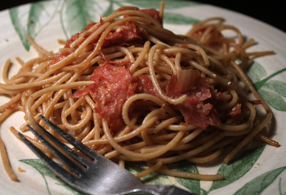 The 99 Cent Chef Salami & Spaghetti