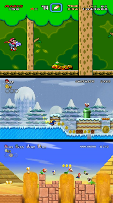3 level types for mario games mario forest level mario ice level mario desert level