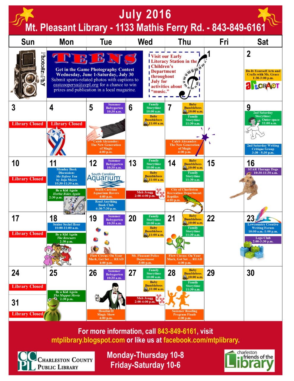 MTP Library Matters: JULY CALENDAR