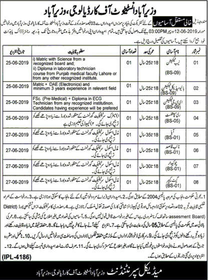 Wazirabad Institute Of Cardiology Jobs 2019 Latest