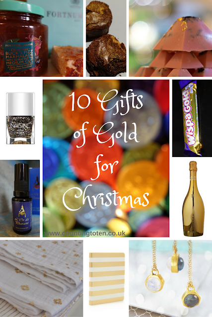 All images for this post combined into one collage with the text "Gifts of Gold for Christmas"