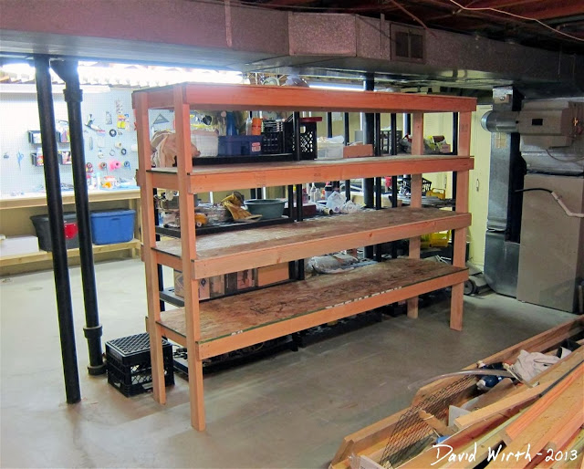 how to build a basement shelf, organize, wood, 2x4