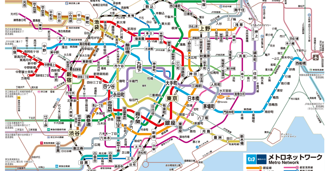 東京地鐵路線圖 Metro map(只顯示東京地鐵METRO路線版) 花小錢去旅行