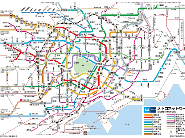 東京地鐵路線圖 Metro map(只顯示東京地鐵METRO路線版)