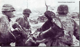  carry their wounded comrade 5th Panzer Grenadier Division  SS "Viking"