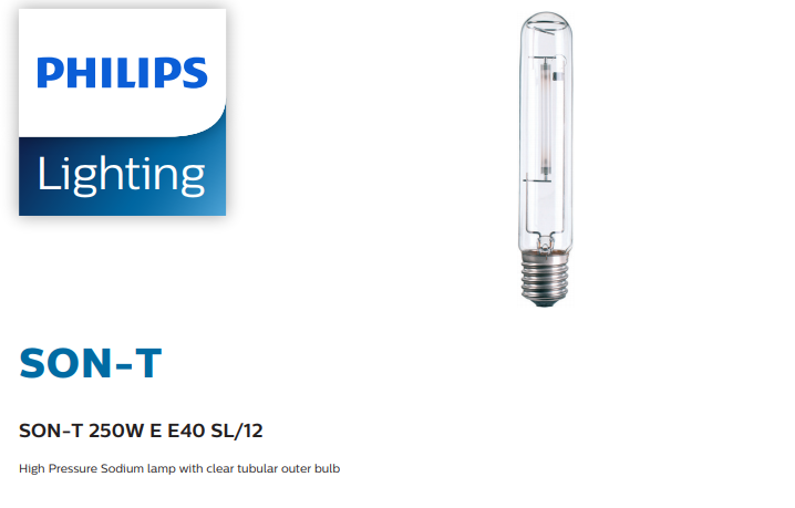 PHILIPS - SON-T 250W E E40 SL/12 | DISTRIBUTOR LAMPU PHILIPS - ALL