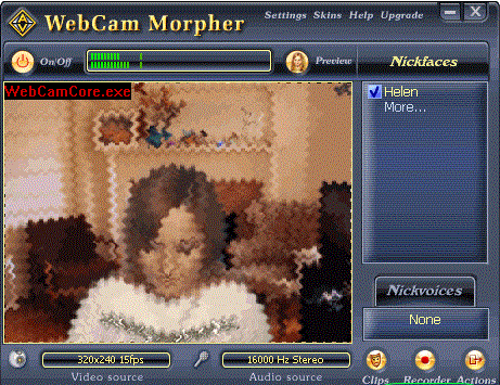 Chat webcam with cool effects using Webcam Morpher