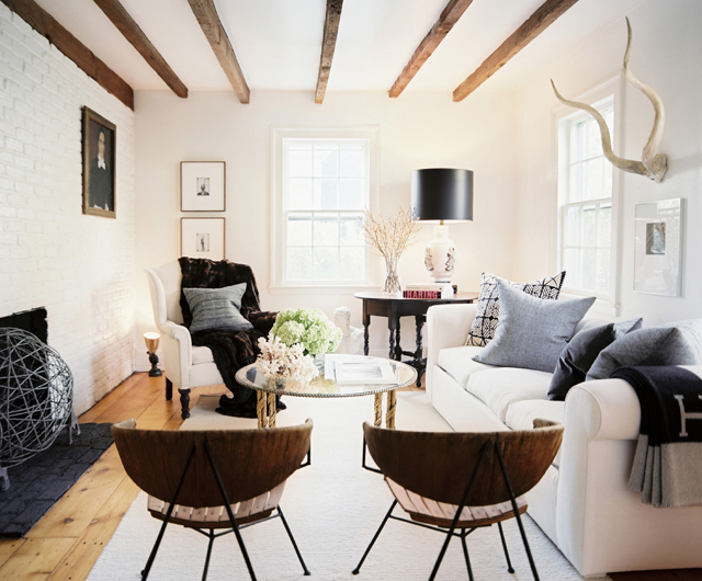 home decor, living room, ceiling beams