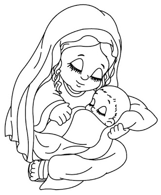 Virgen y el niño Jesús colorear