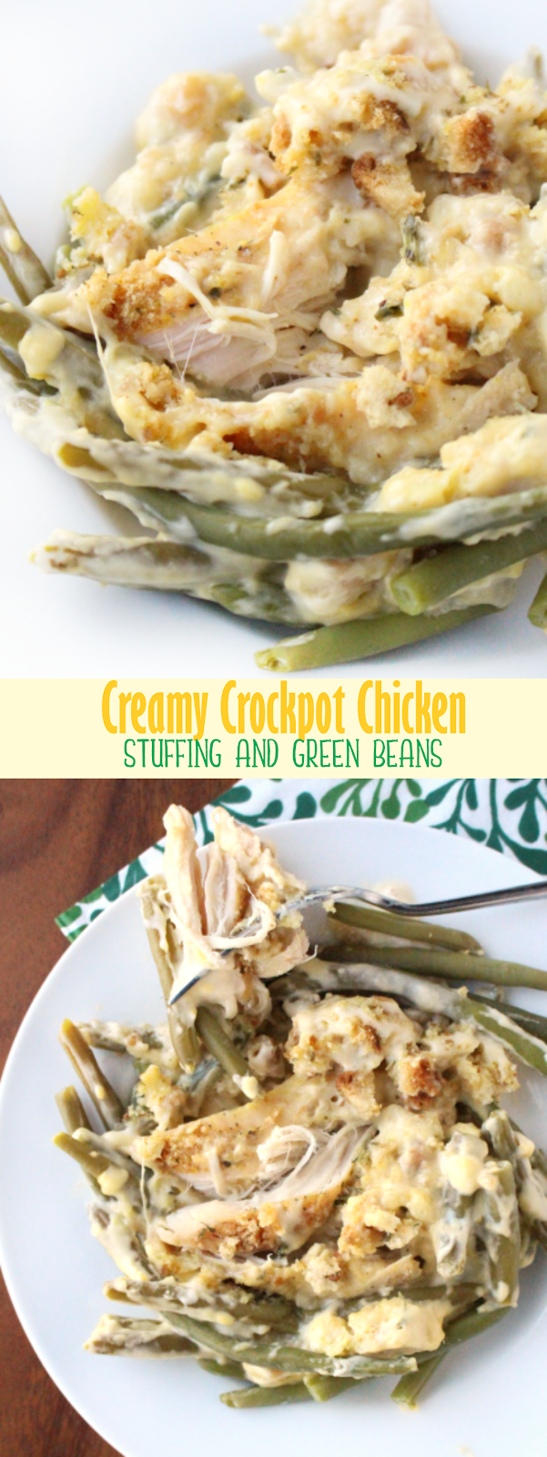 Creamy Crockpot Chicken Stuffing and Green Beans EAT