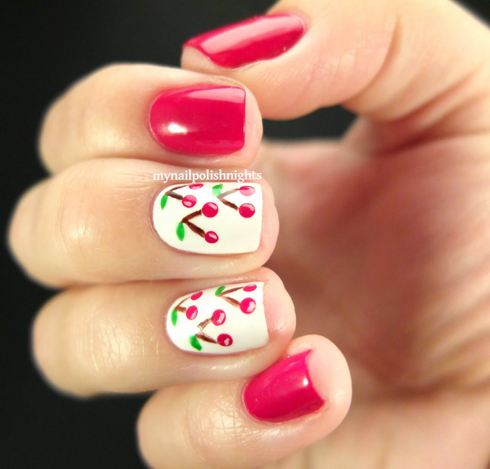 My Nail Polish Nights Cherries on my nails. Using Revlon Cherries in