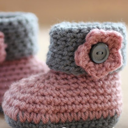 Crochet Cuffed Baby Booties Pattern
