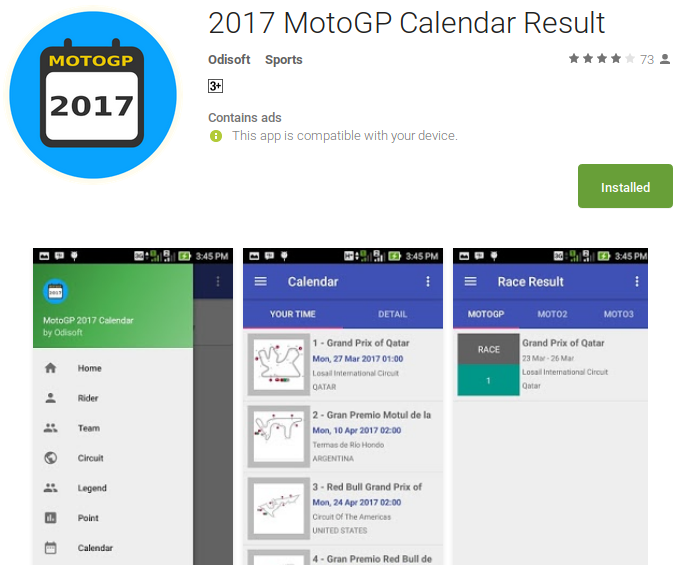 2017 MotoGP Calendar Result