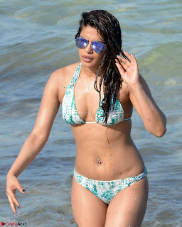 Priyanka Chopra on beach in White and green Bikini Enjoying Miami Day 5 ~  Exclusive 01