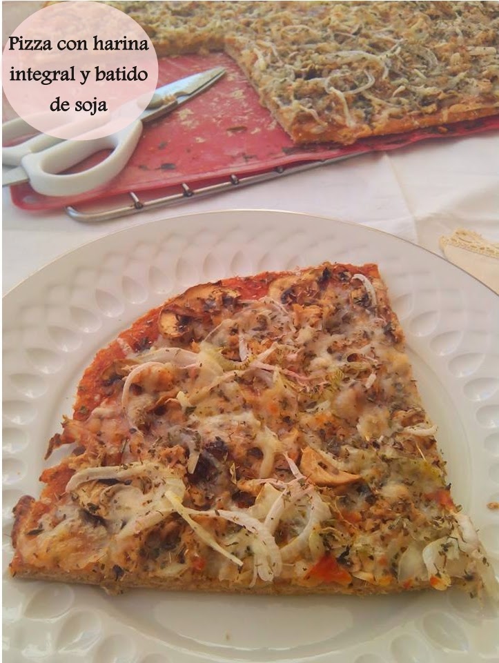 Pizza con harina integral y batido de soja 