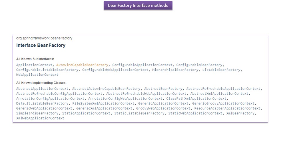 JAVA EE How to use BeanFactory interface[IoC Container] methods