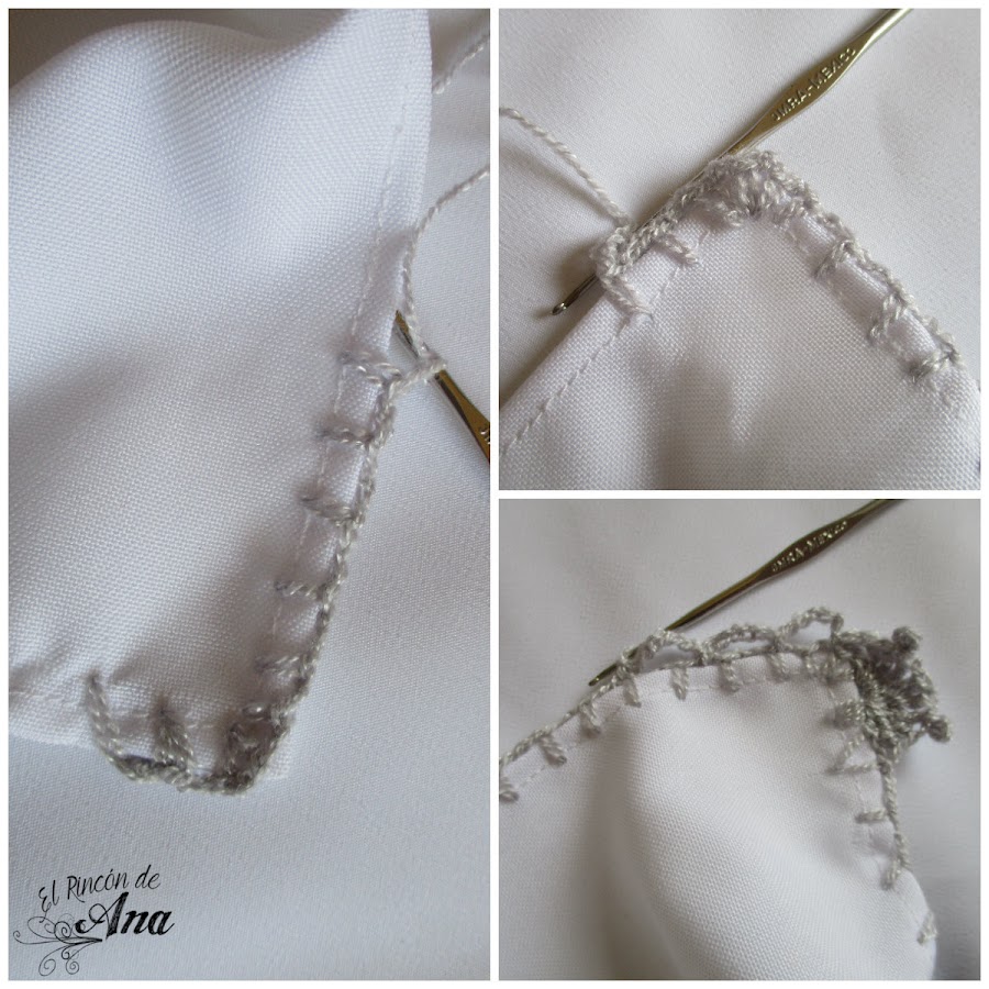 Orilla tejida con ganchillo en forma de oso. 