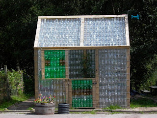 plastic bottle greenhouse made by Gorthleck Primary School