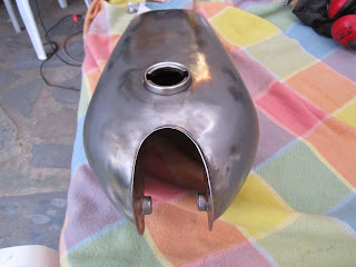 Result after some grinding with a wire wheel Yamaha fuel tank