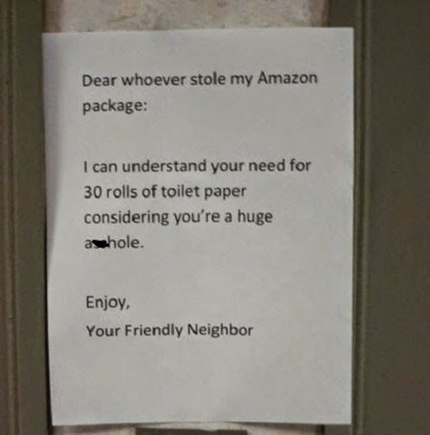 Funny Neighbour Amazon Package Notice Sign Picture
