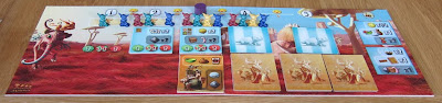 Dungeon Petz - The progress board as it might be setup at the end of turn 2