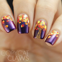 nail autumn tree fall designs french tip purple dots hpb september polka presents indian