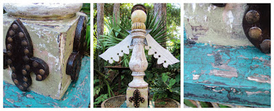 recycled architectural angel sculpture with layered paint finish
