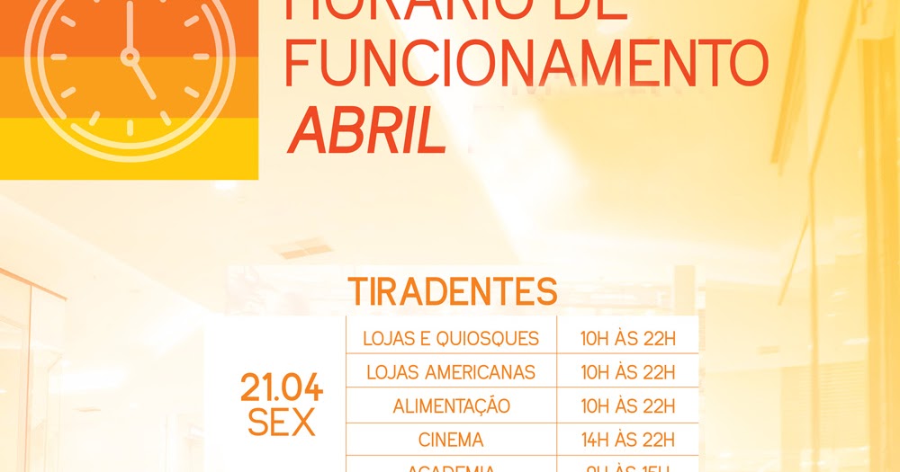 Confira como será o horário de funcionamento do North Shopping Sobral no feriado de Tiradentes Confira como será o horário de funcionamento do North Shopping Sobral no feriado de Tiradentes