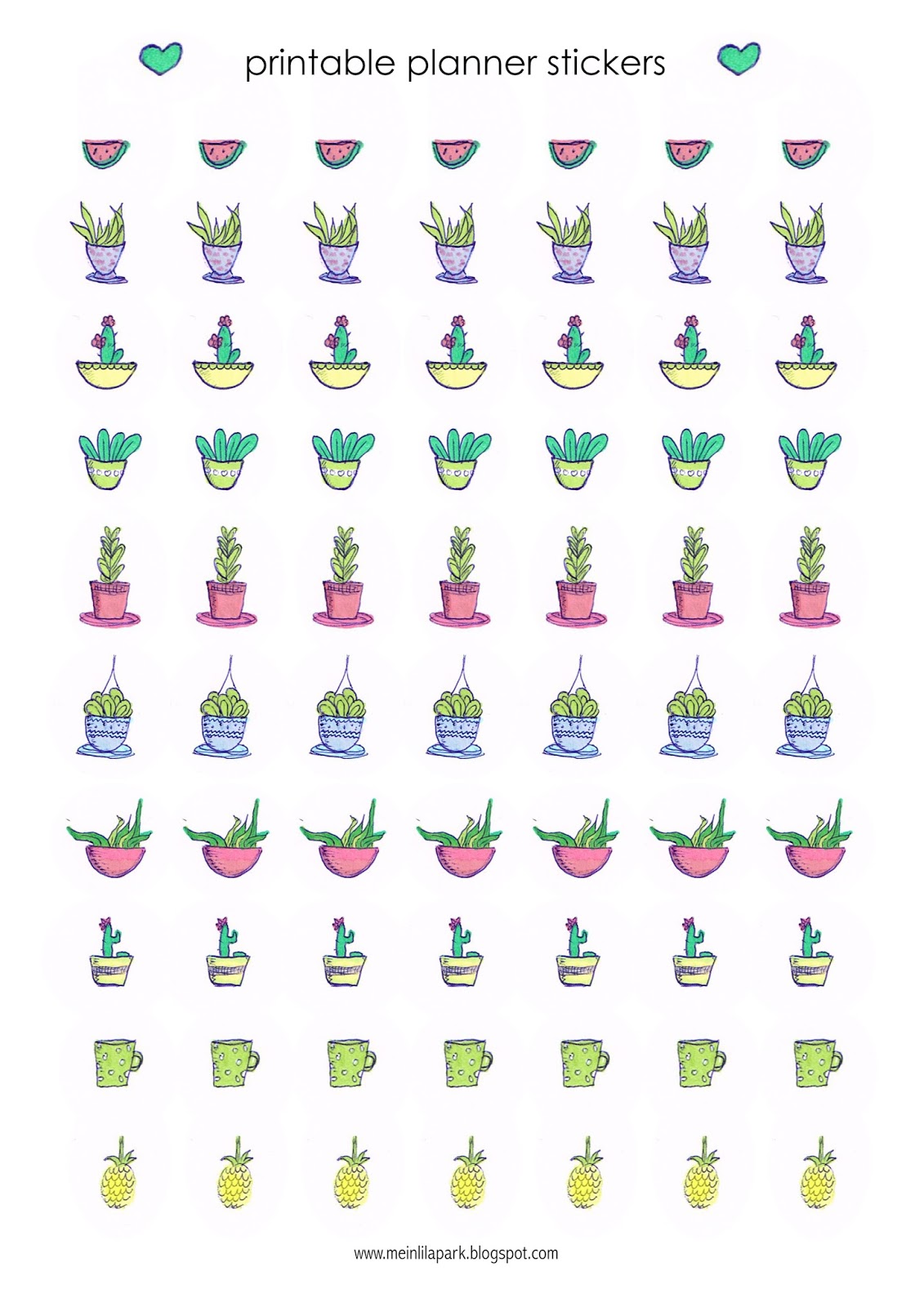 Free printable cactus planner stickers Agendasticker freebie