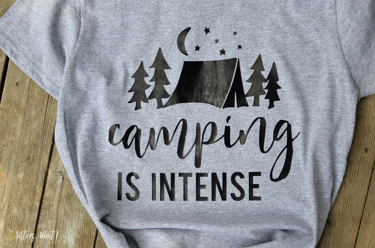 Camping shirt using heat transfer vinyl and silhouette machine