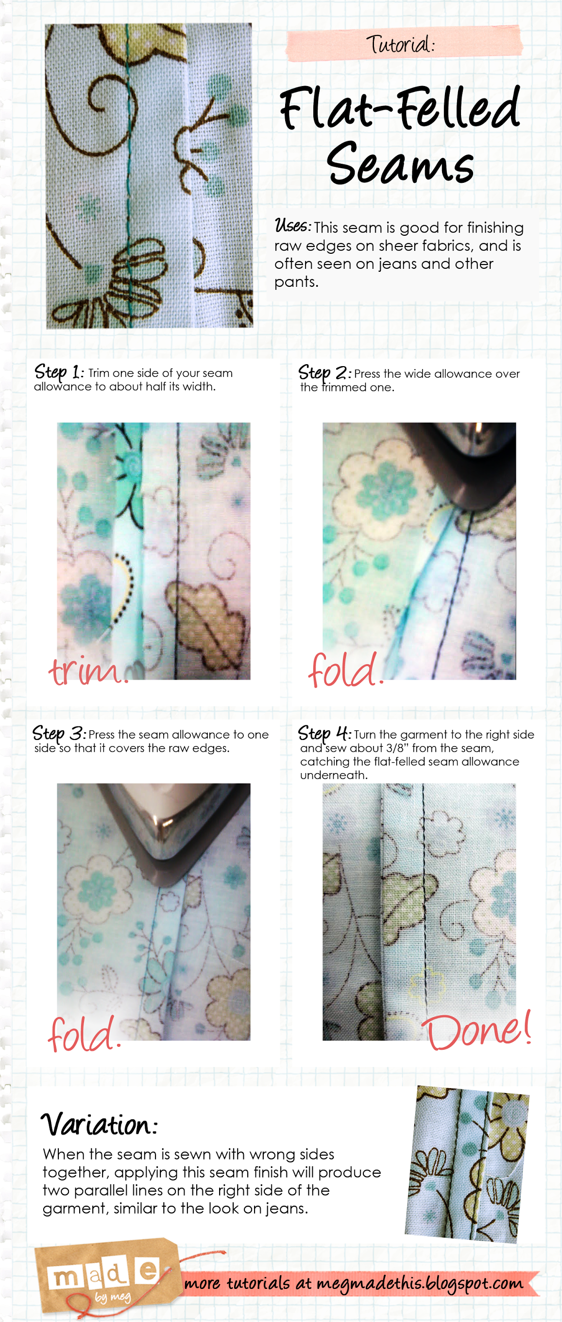 Made By Meg: Flat-Felled Seams Tutorial