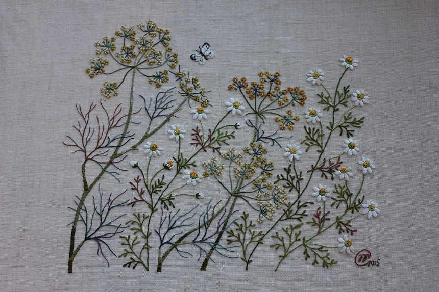 Вышивка гладью полевые цветы и травы схема