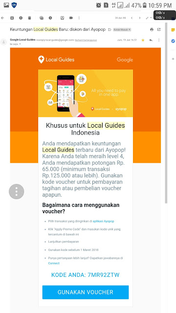 Hadiah - Hadiah Menarik Yang di Dapatkan Oleh Local Guide (Penkontribusi GoogleMap)
