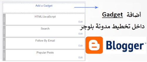 أضافة Gadget جديد داخل تخطيط مدونة بلوجر Blogger