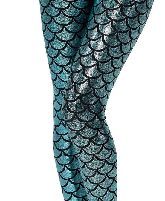 Bunte Meerjungfrau-Leggings Damen – Fischschuppen-Muster, High Waist, Für Sport & Freizeit