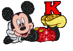 Alfabeto tintineante de Mickey Mouse recostado K. 
