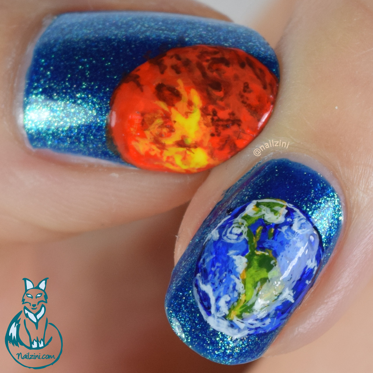 Earth Day - Planets Nail Art