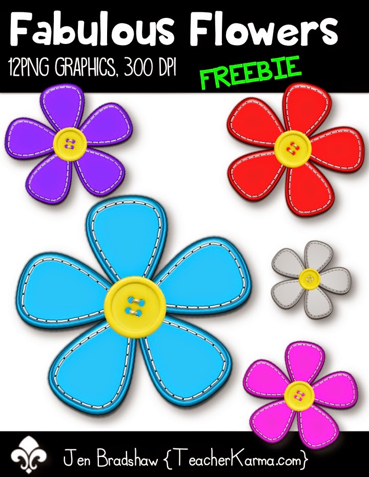 Fabulous Flowers graphics for your teaching materials.  teacherkarma.com